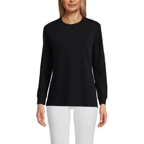 Women's Cotton Relaxed Long Sleeve Crew Neck