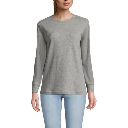 Women's Cotton Relaxed Long Sleeve Crew Neck