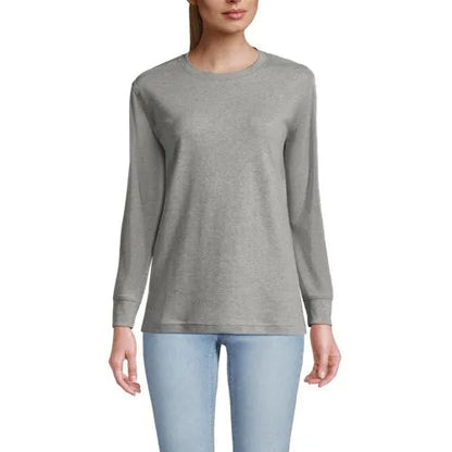 Women's Cotton Relaxed Long Sleeve Crew Neck