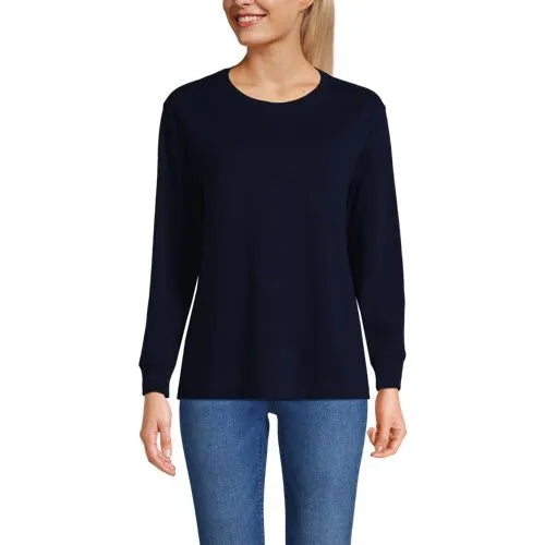 Women's Cotton Relaxed Long Sleeve Crew Neck