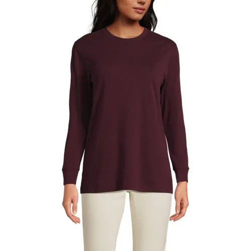 Women's Cotton Relaxed Long Sleeve Crew Neck