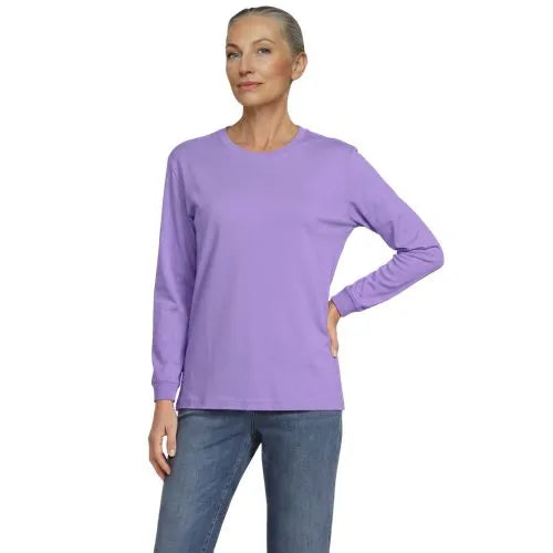 Women's Cotton Relaxed Long Sleeve Crew Neck