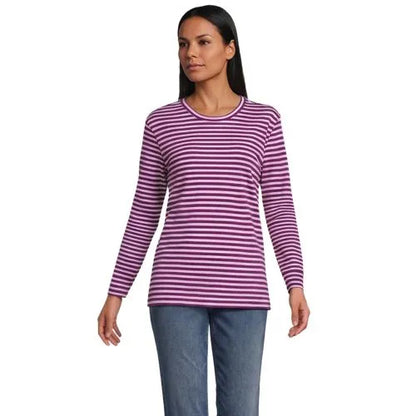 Women's Cotton Relaxed Long Sleeve Crew Neck