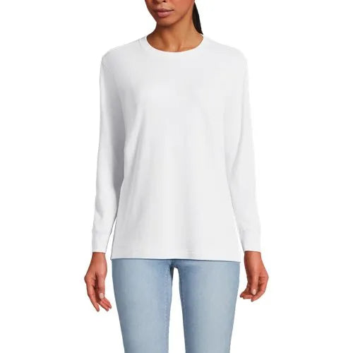 Women's Cotton Relaxed Long Sleeve Crew Neck
