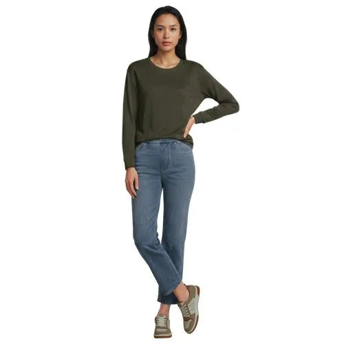 Women's Cotton Relaxed Long Sleeve Crew Neck