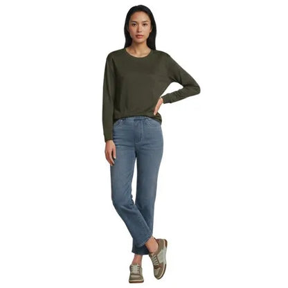Women's Cotton Relaxed Long Sleeve Crew Neck