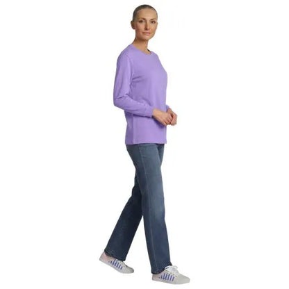 Women's Cotton Relaxed Long Sleeve Crew Neck