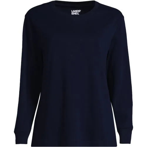 Women's Cotton Relaxed Long Sleeve Crew Neck
