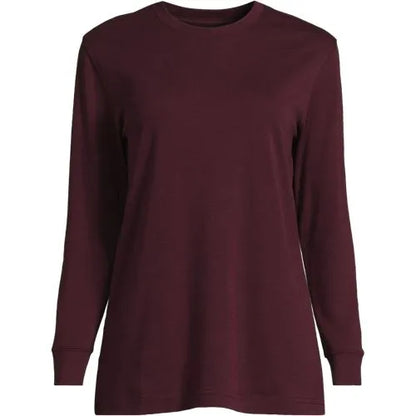 Women's Cotton Relaxed Long Sleeve Crew Neck
