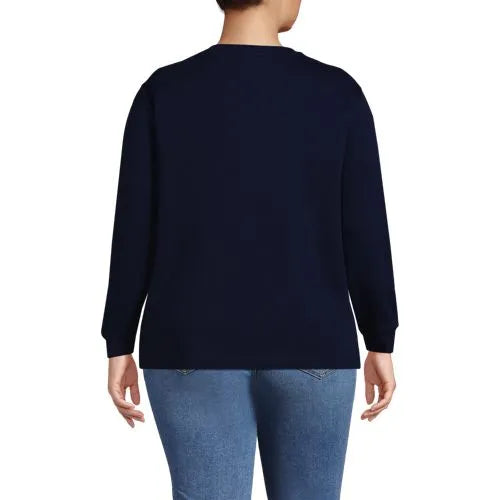 Women's Cotton Relaxed Long Sleeve Crew Neck