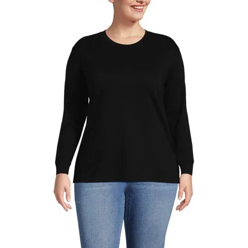 Women's Cotton Relaxed Long Sleeve Crew Neck