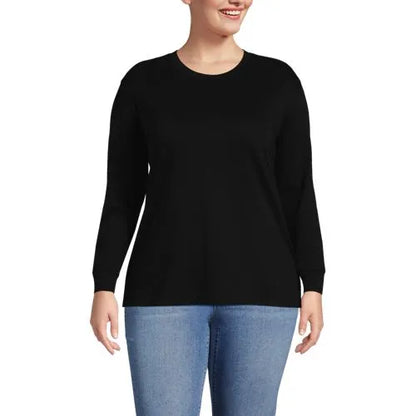 Women's Cotton Relaxed Long Sleeve Crew Neck