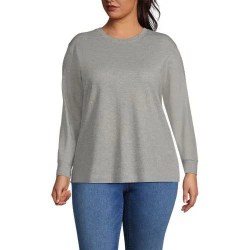 Women's Cotton Relaxed Long Sleeve Crew Neck