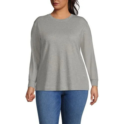Women's Cotton Relaxed Long Sleeve Crew Neck