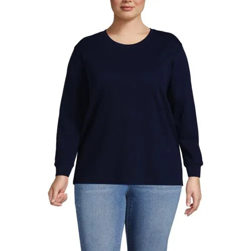 Women's Cotton Relaxed Long Sleeve Crew Neck