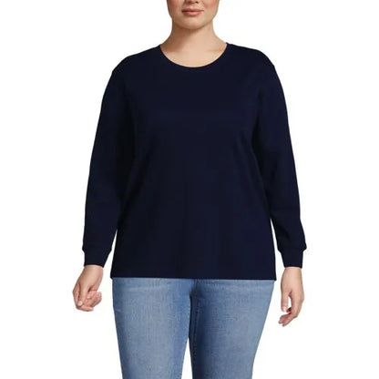 Women's Cotton Relaxed Long Sleeve Crew Neck