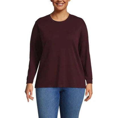 Women's Cotton Relaxed Long Sleeve Crew Neck
