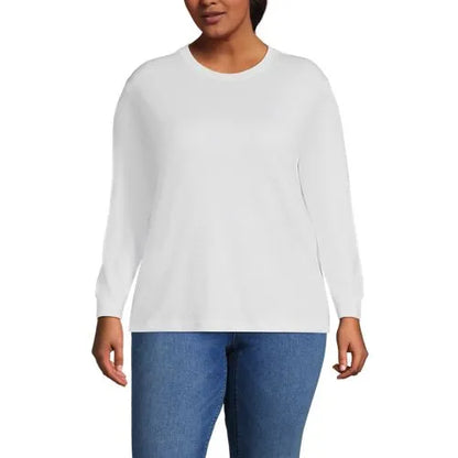 Women's Cotton Relaxed Long Sleeve Crew Neck
