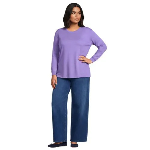 Women's Cotton Relaxed Long Sleeve Crew Neck