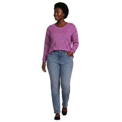 Women's Cotton Relaxed Long Sleeve Crew Neck