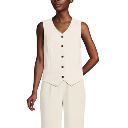 Women's Crepe Button Front Vest