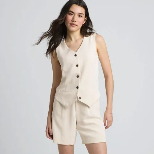 Women's Crepe Button Front Vest