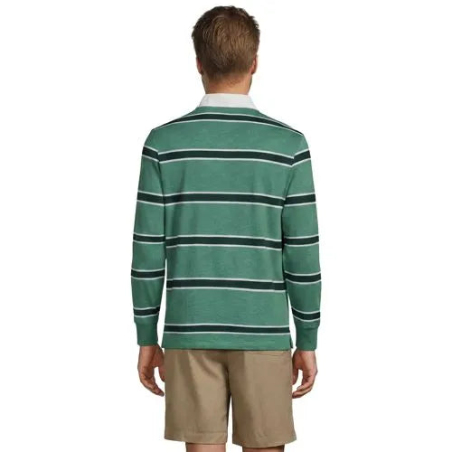 Men's Long Sleeve Lightweight Slub Rugby Polo