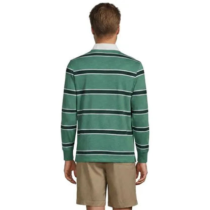 Men's Long Sleeve Lightweight Slub Rugby Polo