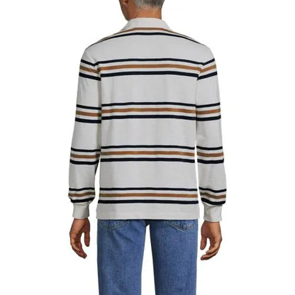 Men's Long Sleeve Lightweight Slub Rugby Polo
