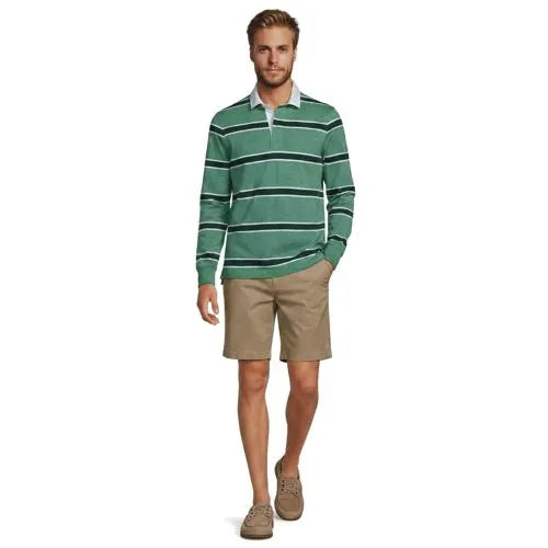 Men's Long Sleeve Lightweight Slub Rugby Polo