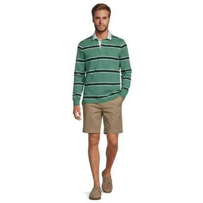 Men's Long Sleeve Lightweight Slub Rugby Polo