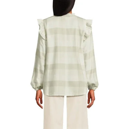Women's Ruffle Front Flannel Popover Blouse