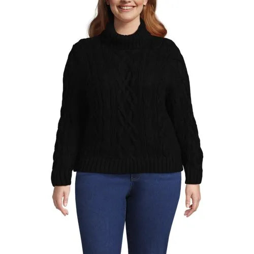 Women's Plus Size Drifter Cable Turtleneck Sweater