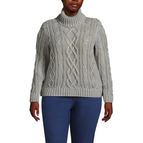 Women's Plus Size Drifter Cable Turtleneck Sweater