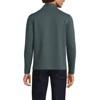 Men's Long Sleeve Herringbone Textured Quarter Zip