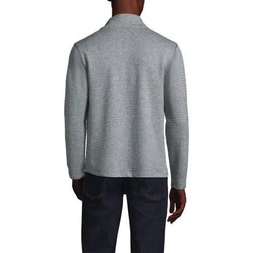 Men's Long Sleeve Herringbone Textured Quarter Zip