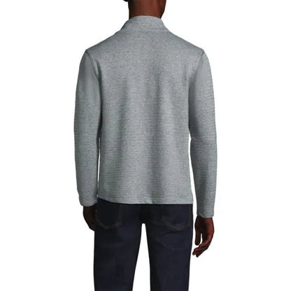 Men's Long Sleeve Herringbone Textured Quarter Zip