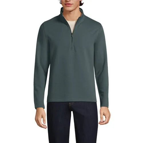 Men's Long Sleeve Herringbone Textured Quarter Zip