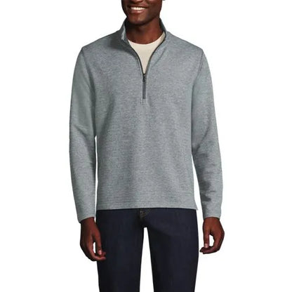 Men's Long Sleeve Herringbone Textured Quarter Zip