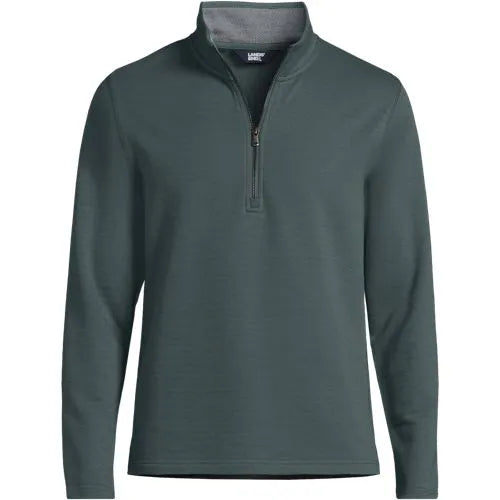 Men's Long Sleeve Herringbone Textured Quarter Zip