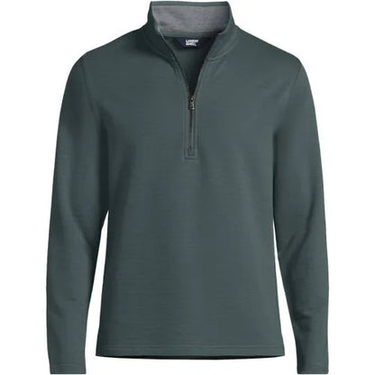 Men's Long Sleeve Herringbone Textured Quarter Zip