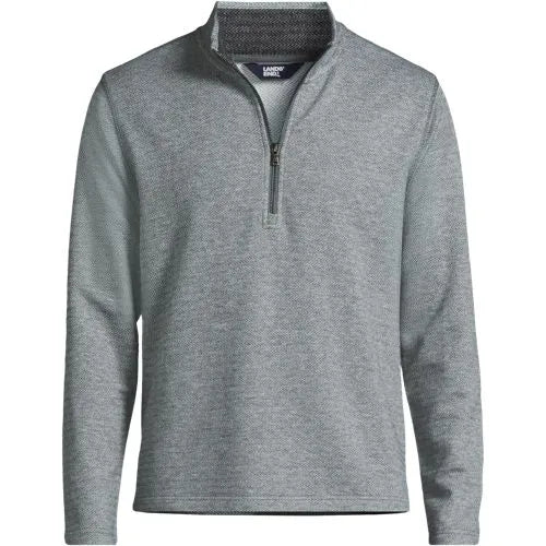 Men's Long Sleeve Herringbone Textured Quarter Zip