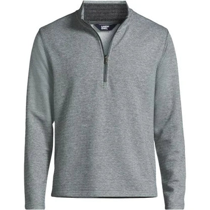 Men's Long Sleeve Herringbone Textured Quarter Zip