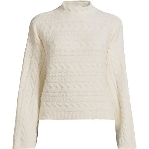 Women's Plus Size Boucle Funnel Neck All Over Cable Sweater