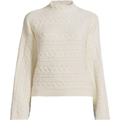 Women's Plus Size Boucle Funnel Neck All Over Cable Sweater