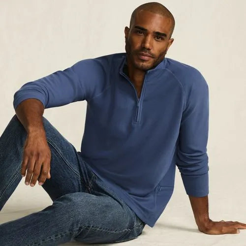Men's Long Sleeve Waffle Quarter Zip