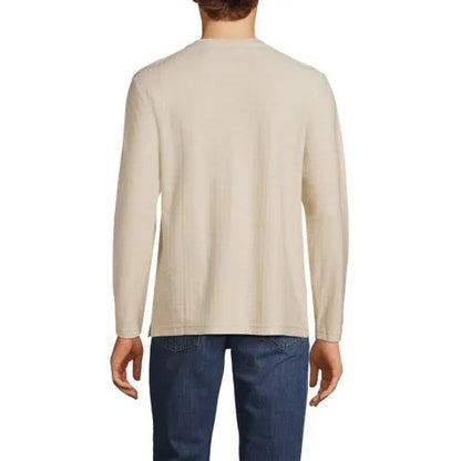 Men's Long Sleeve Textured Herringbone Henley