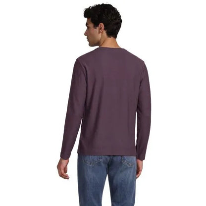 Men's Long Sleeve Textured Herringbone Henley