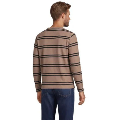 Men's Long Sleeve Textured Herringbone Henley