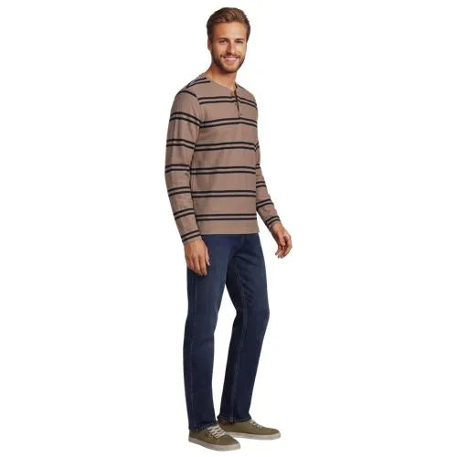 Men's Long Sleeve Textured Herringbone Henley